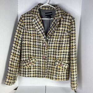 Requirements Yellow and Black Tweed Blazer vintage sz 14